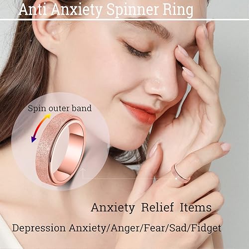Miniatura 2 de MHWTTY Anillo de ansiedad para mujer anillo giratorio para aliviar la ansiedad anillos para ansiedad juguetes para aliviar la ansiedad juguetes para