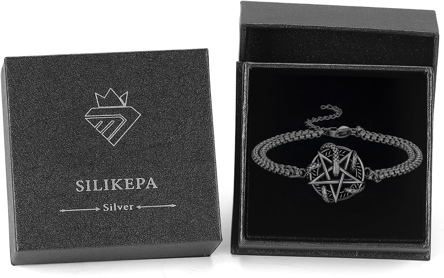 Snake Bracelet for Women Men 925 Sterling Silver Evil Eye/Pentagram Snake Bracelet Adjustable Vintage Jewelry Gift for Women Men - Image 7