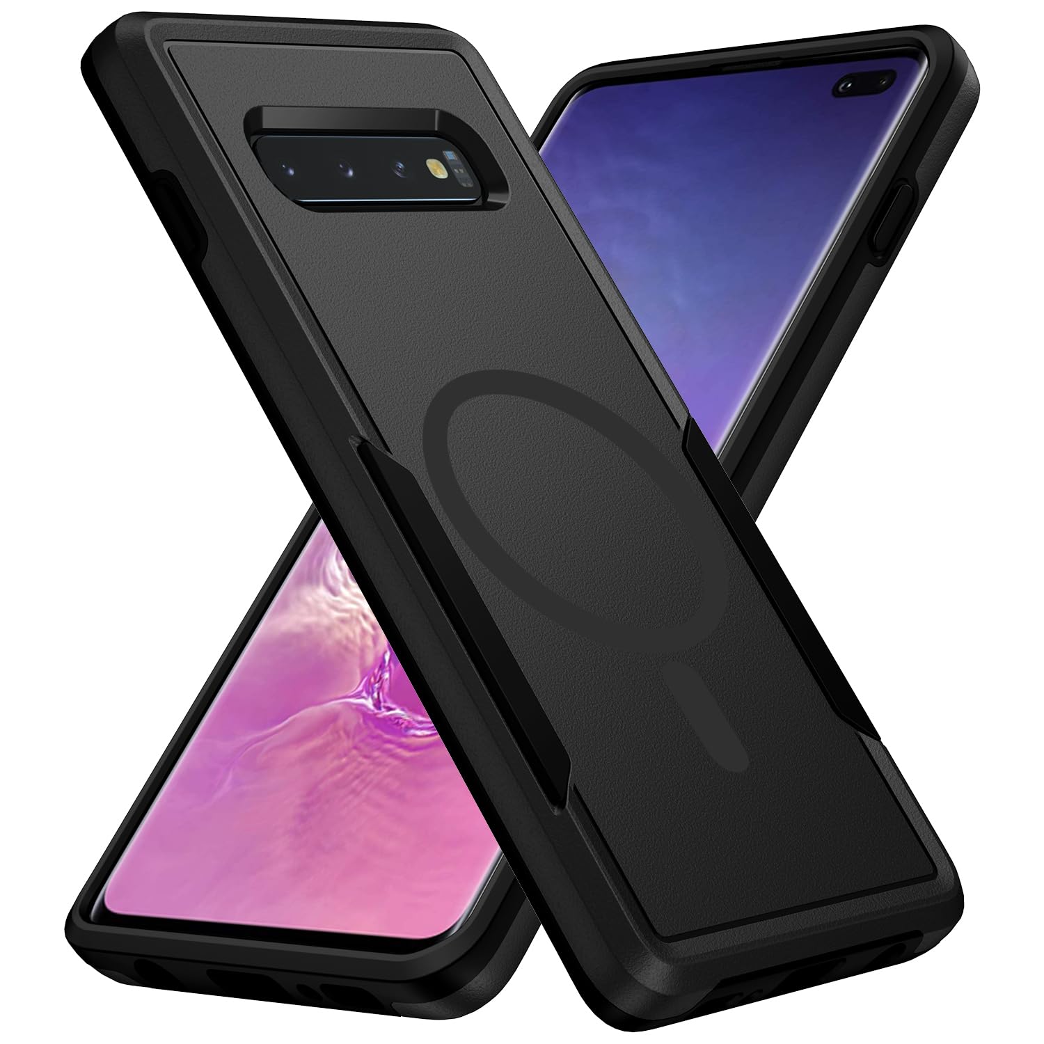 Teayoha for Samsung Galaxy S10 Plus Case,[Compatible with Magsafe] [Military Grade Drop Tested] Shockproof Magnetic Tough Rugged Protective Phone Case -6.4 inch (Black)