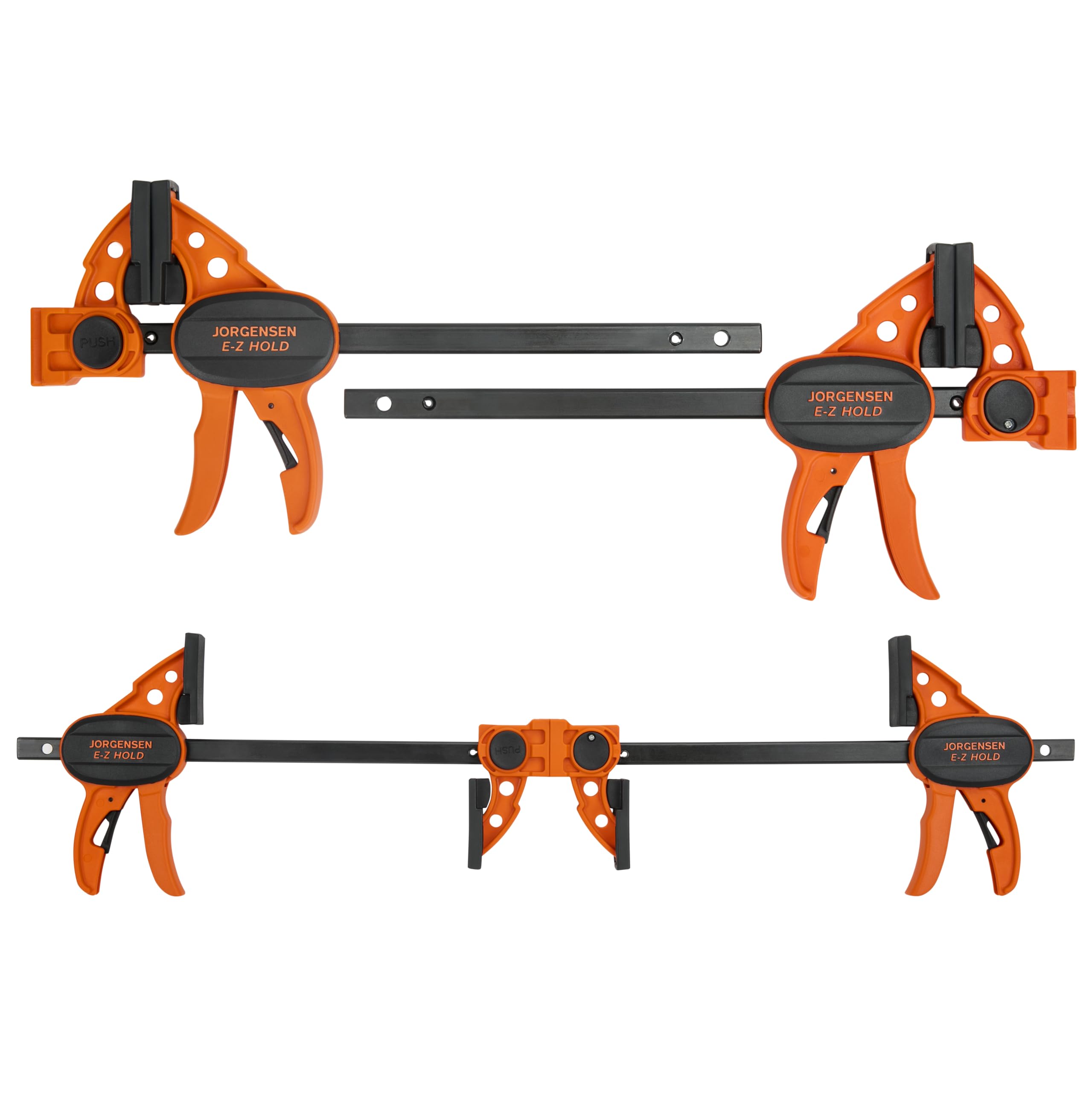 6" Spreader/Bar Clamp Set, 4-pack,One-Hand Light Duty E-Z Hold Clamp/Spreader, 99216A,Black Orange