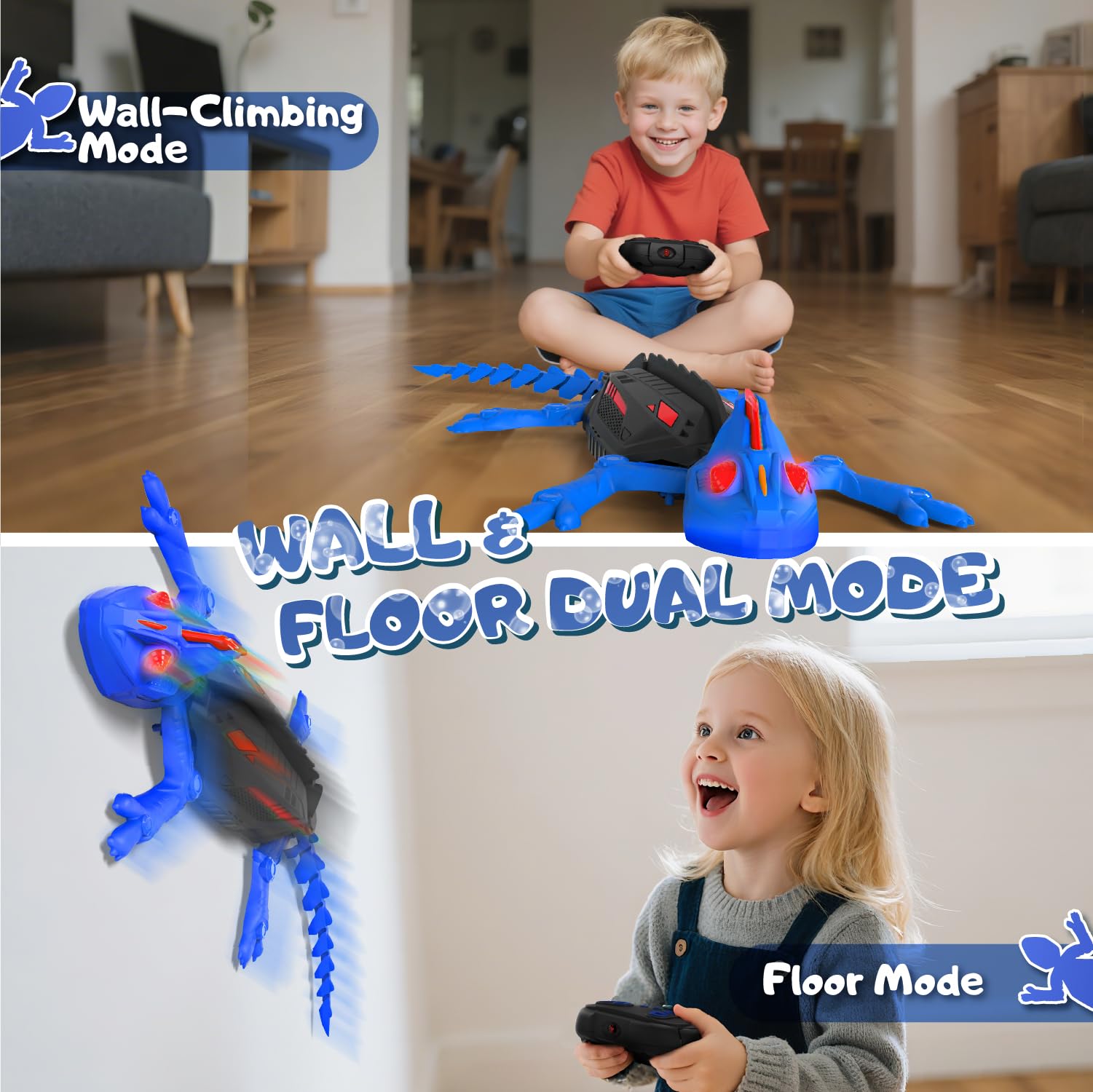 Geco Ragno Robotico, Robot Giocattolo per Giochi Bambini che Si Arrampica su Pareti e Soffitti, con Occhi LED Luminosi, Movimenti Realistici, Regali Compleanno di Natale Maschio e Ragazze 3 4 5 6 7 8+