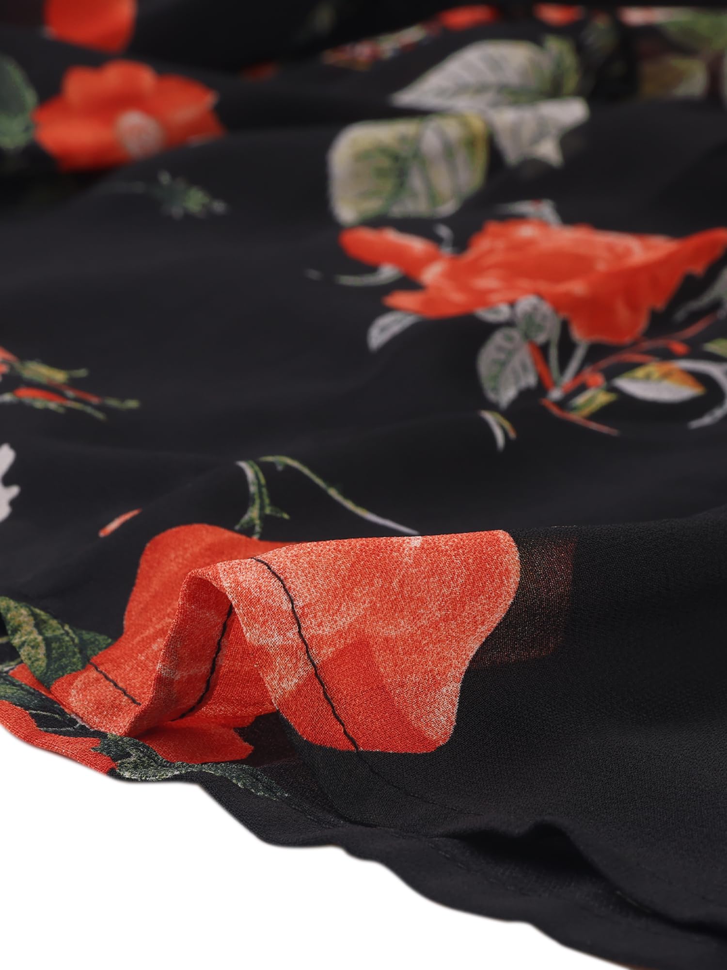 Allegra K Donna Gonna Longuette Trapezio Fiori Elastico Vita