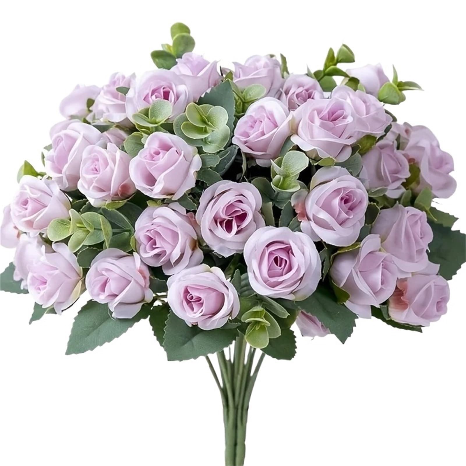Dcrxz Artificial Flowers 3pcs Artificial Flower Silk Rose white Eucalyptus leaves Peony Bouquet Fake Flower for Wedding Table Party Vase Home Decor(Purple)