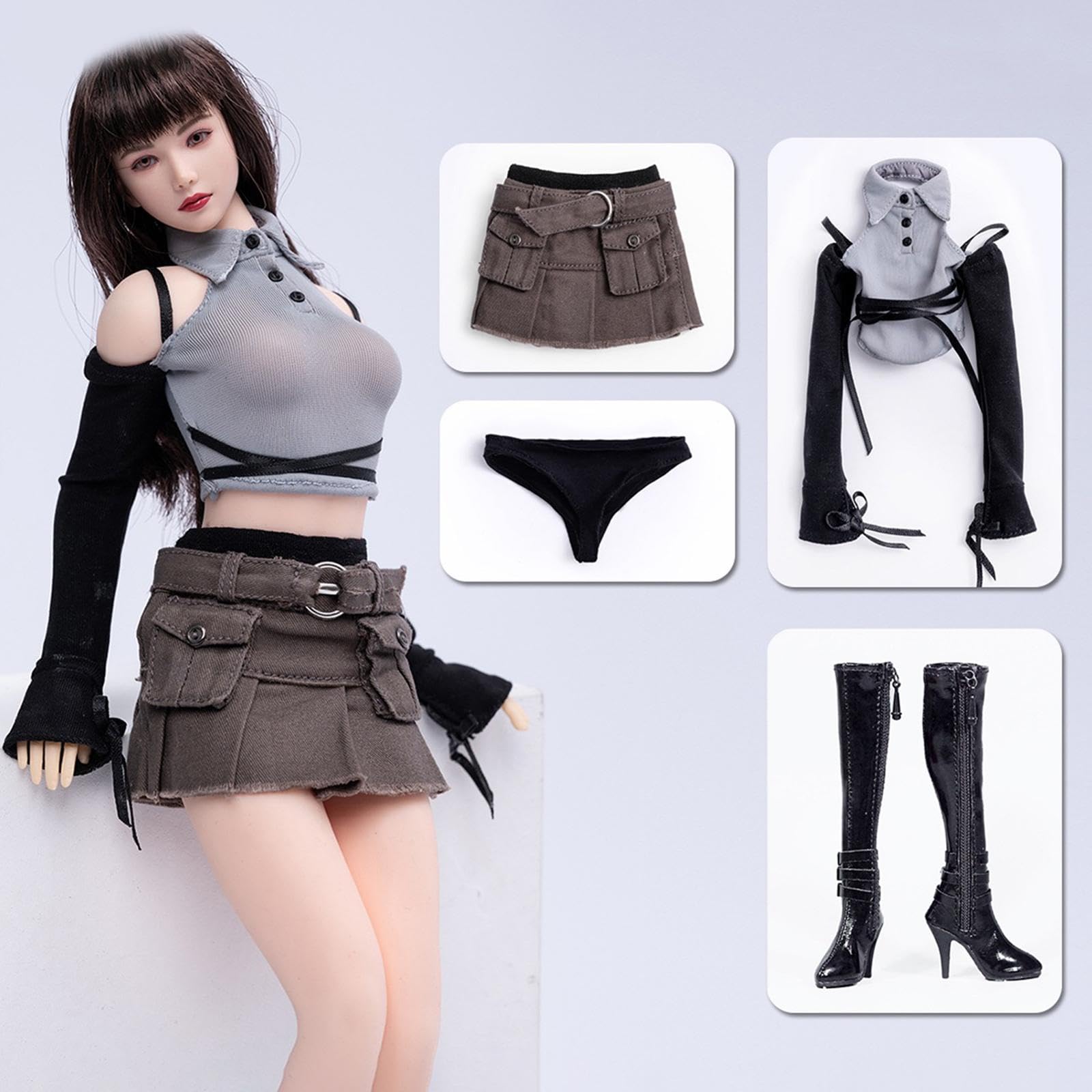 1/6 Maßstab Weibliche Puppen Kleidung Kostüm Kurzer Rock Stiefel Sammlerstück Action