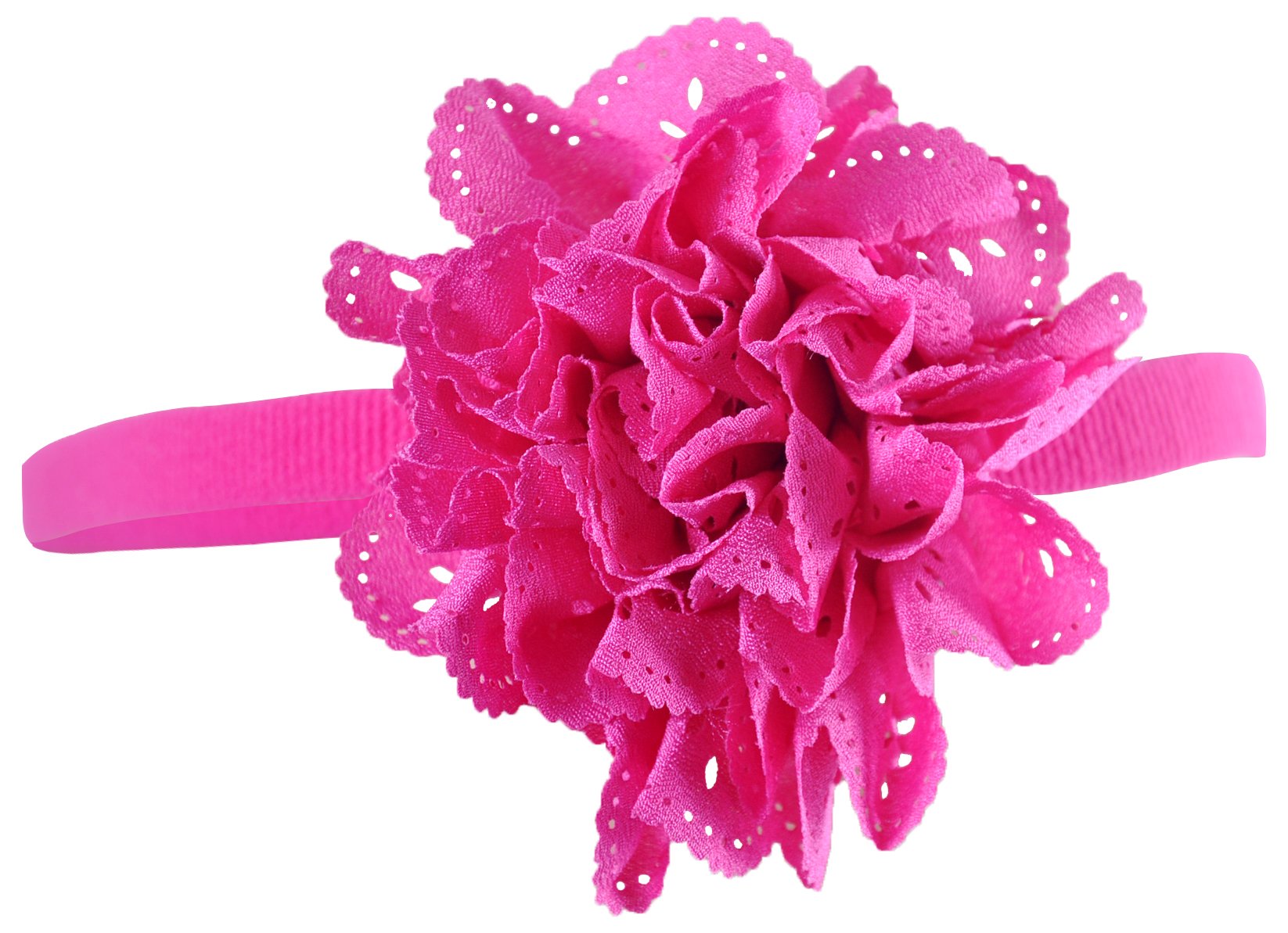 Baby Girl Flower Headband Ruffle Lace Small Hairband Accessory - Hot Pink