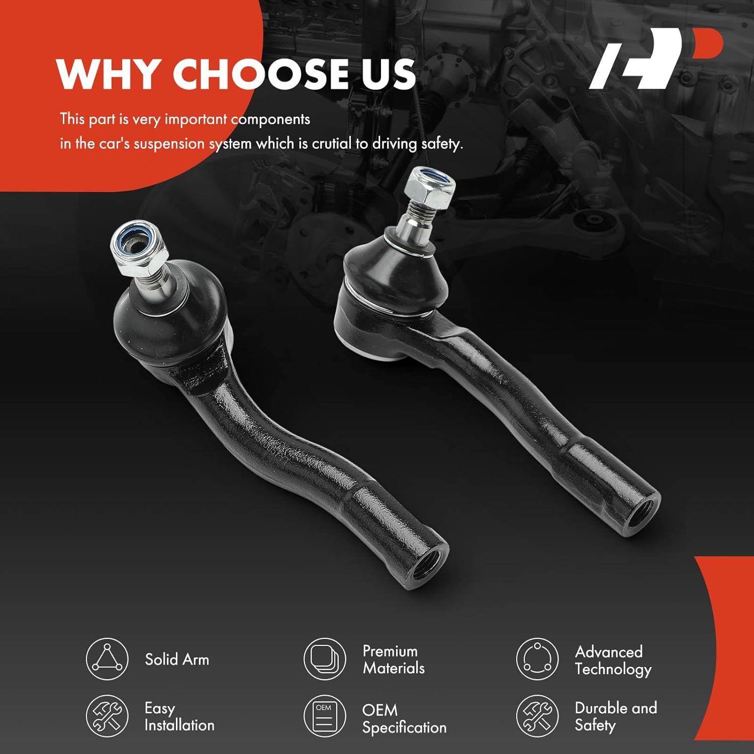 A-Premium 2 x Front Outer Tie Rod Ends, Compatible with Suzuki Forenza 2004-2008, Reno 2005-2008 & Chevrolet Optra 2004-2007