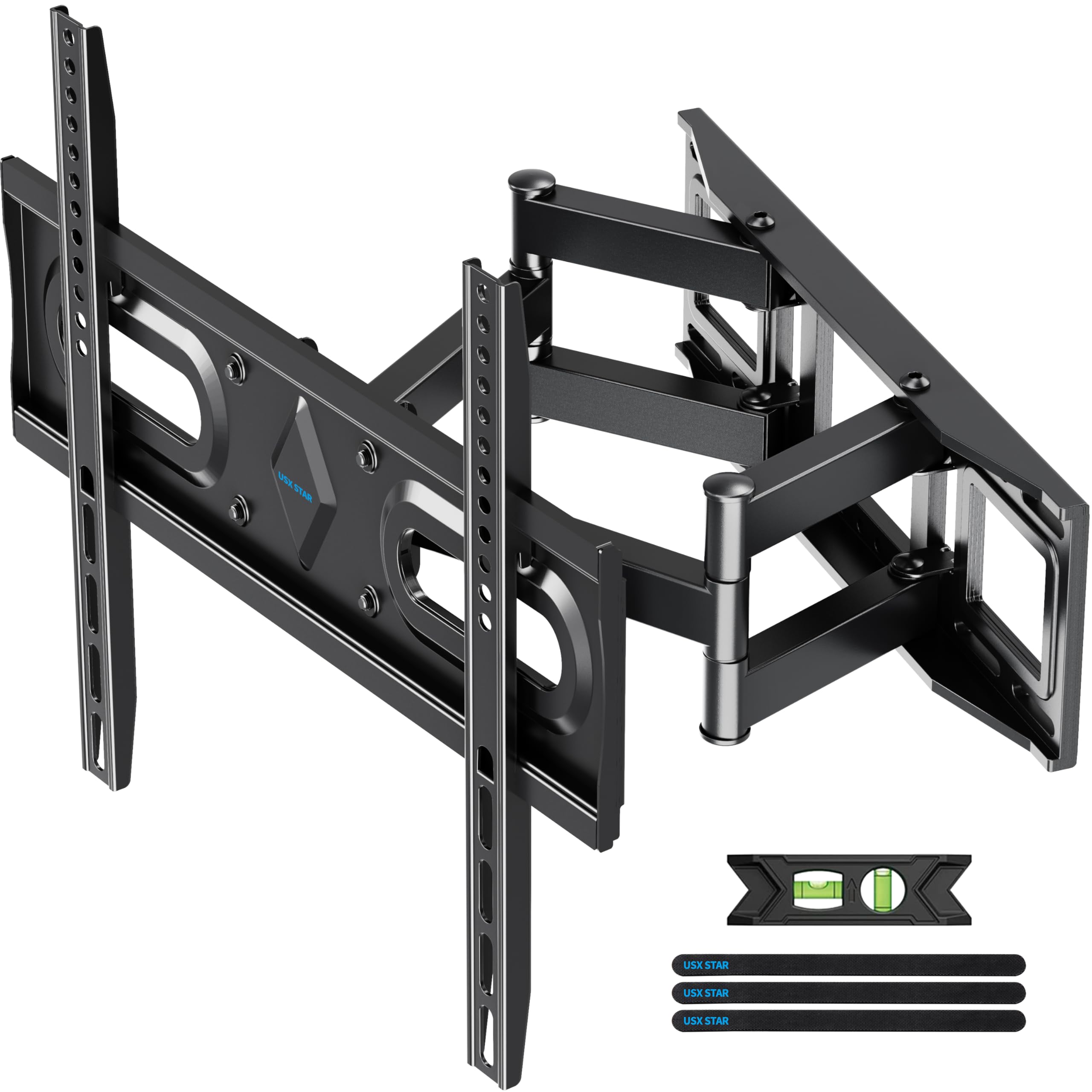 Photo 1 of USX STAR UL Listed Full Motion TV Wall Mount Bracket for Most 32-70 inch TVs, Swivel Extend Tilting TV Mount, Max VESA 400x400mm, Holds up to 110 lbs & 16" Wood Studs with Hole Drilling Template