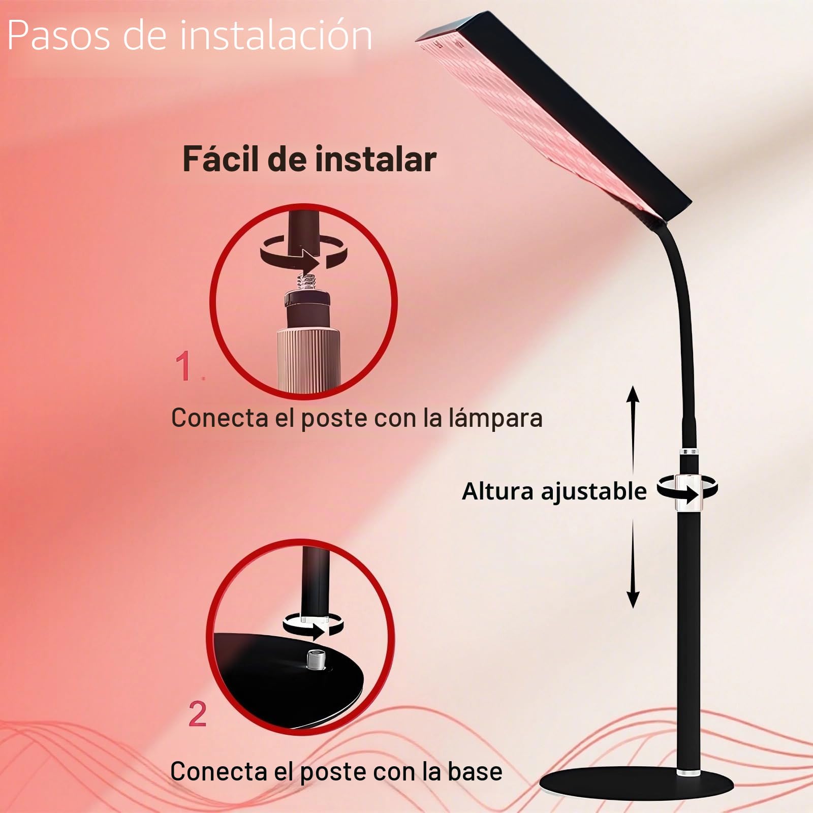 Lámpara de panel de terapia de luz roja de 30 W y 100 LED, infrarrojo cercano, longitudes de onda duales de 660 nm y 850 nm, brillo ajustable con temporizador para cuerpo completo, altura ajustable