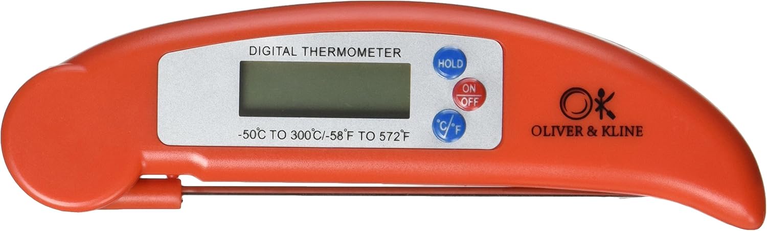 Best Digital Meat Thermometer - Instant Read Technology - Perfect for Food, Grill, BBQ & Liquid - Fast Accurate Readings - Batteries Included - Candy, Roasts, Fish, Sauce & More - From Oliver & Kline