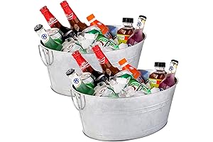 2 Pack Galvanized Tin Ice Bucket for Drinks, Total 5 Gallons