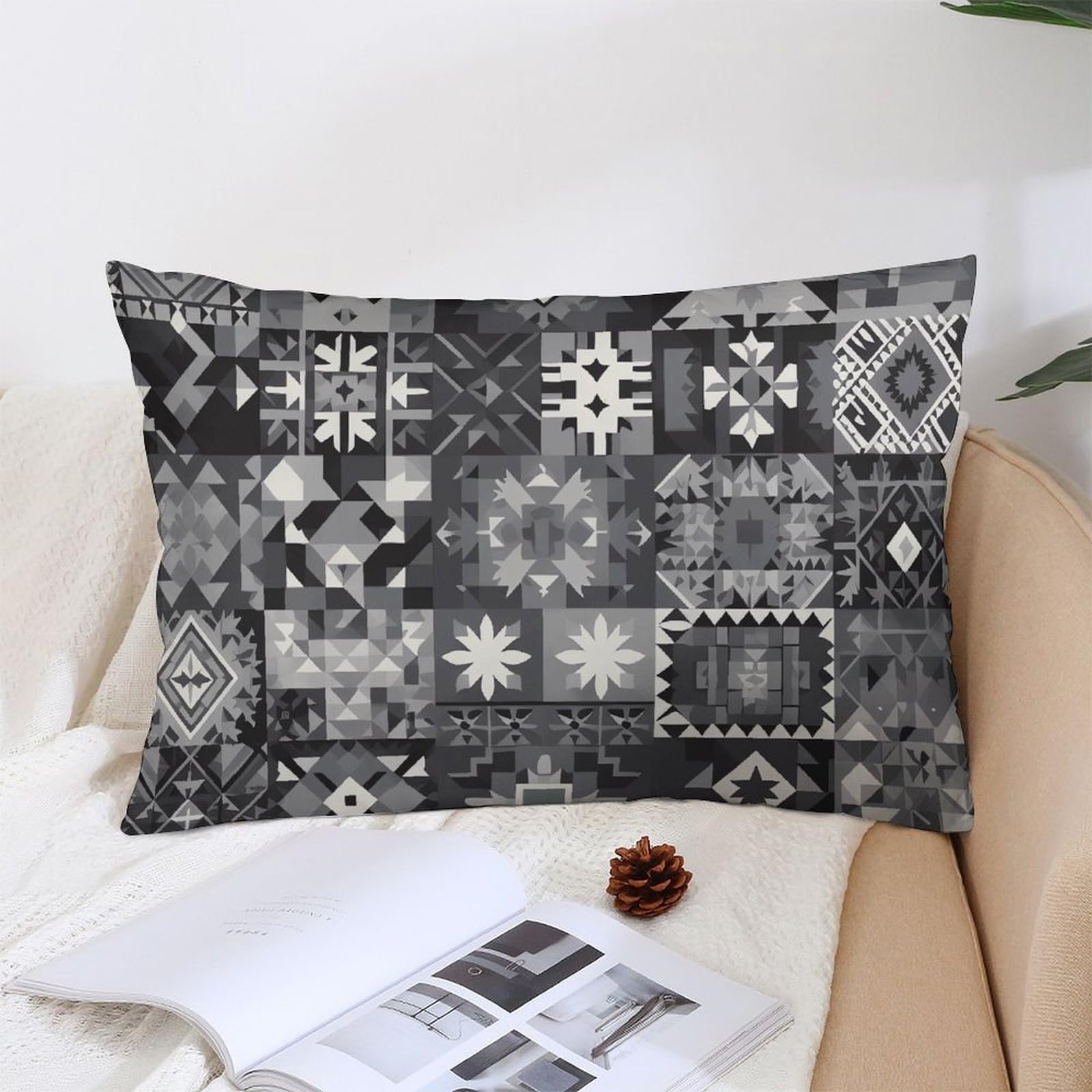 NTVOWPZO Decoration Throw Pillow Covers 12 "x20 Pillowcases Covers Gray Pattern Background Soft Pillowcases Modern Farmhouse Home Decor Sofa Cushions Covers for Couch Bed Living Room