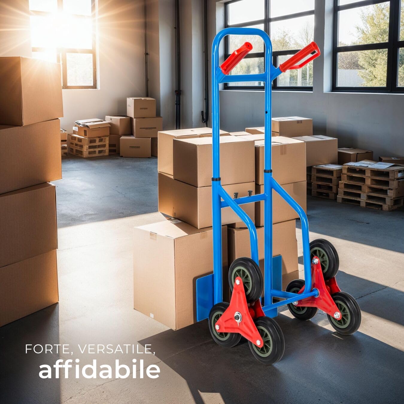 tectake® Carrello Saliscale con Ruote Portatutto in Acciaio, Capacità Max 200 kg Carrello Portapacchi Per Scale Montascale, Carrellino Trasporto Lavatrici ed Elettrodomestici, Trolley Pieghevole