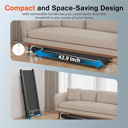 Miniatura 17 de 3 in 1 Walking Pad with 10% Incline, Portable Under Desk Treadmill, Folding Treadmills for Home and Office, 3HP Quiet Walking Pad Treadmill with 340