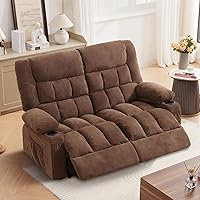 MAHOMICO Recliner Loveseat with Cup Holders, Manual Double Recliner for 2 Adults, Oversized Living Room Love Seat with Side Pockets