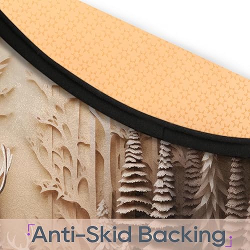 Miniatura 4 de Christmas Winter Scene Reindeer (2) Round Area Rug 3ft Machine Washable Circular Rugs for Dining Room Table Bedroom Playroom Throw Rugs for Dog