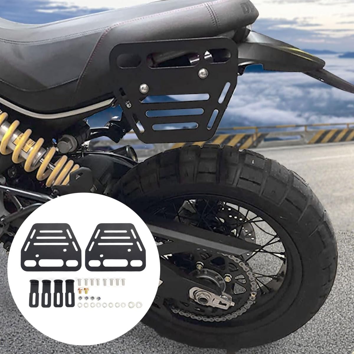 Ubric Saddlebag Support Racks, Portaequipajes Trasero de Motocicleta para Scrambler 620/800 Classic Full Throttle 2015-2021/Desert Sled 2017-2021/Icon Sixty2 2016-2021