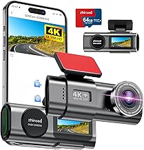 Car Dashcam, 4K Car Camera with 1.47" IPS Screen, 170° Wide Angle Dash Cam, WiFi & App, Night Vision, 64G SD Card, WDR, G-Sensor, 24H Parking Mode, Loop Recording
