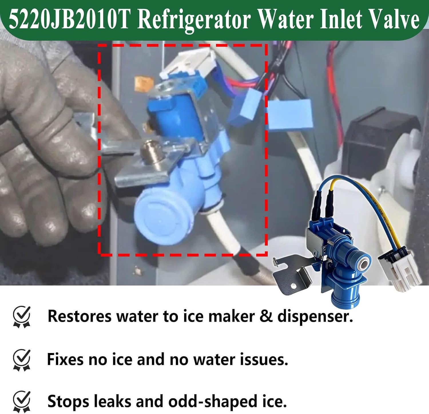 5220JB2010T Refrigerator Water Inlet Valve for LG Kenmore Models, Replaces 5221JA2008H 5221JA2008G AJU55759301 PD00007477, Fits LRDC20731ST 795 Series