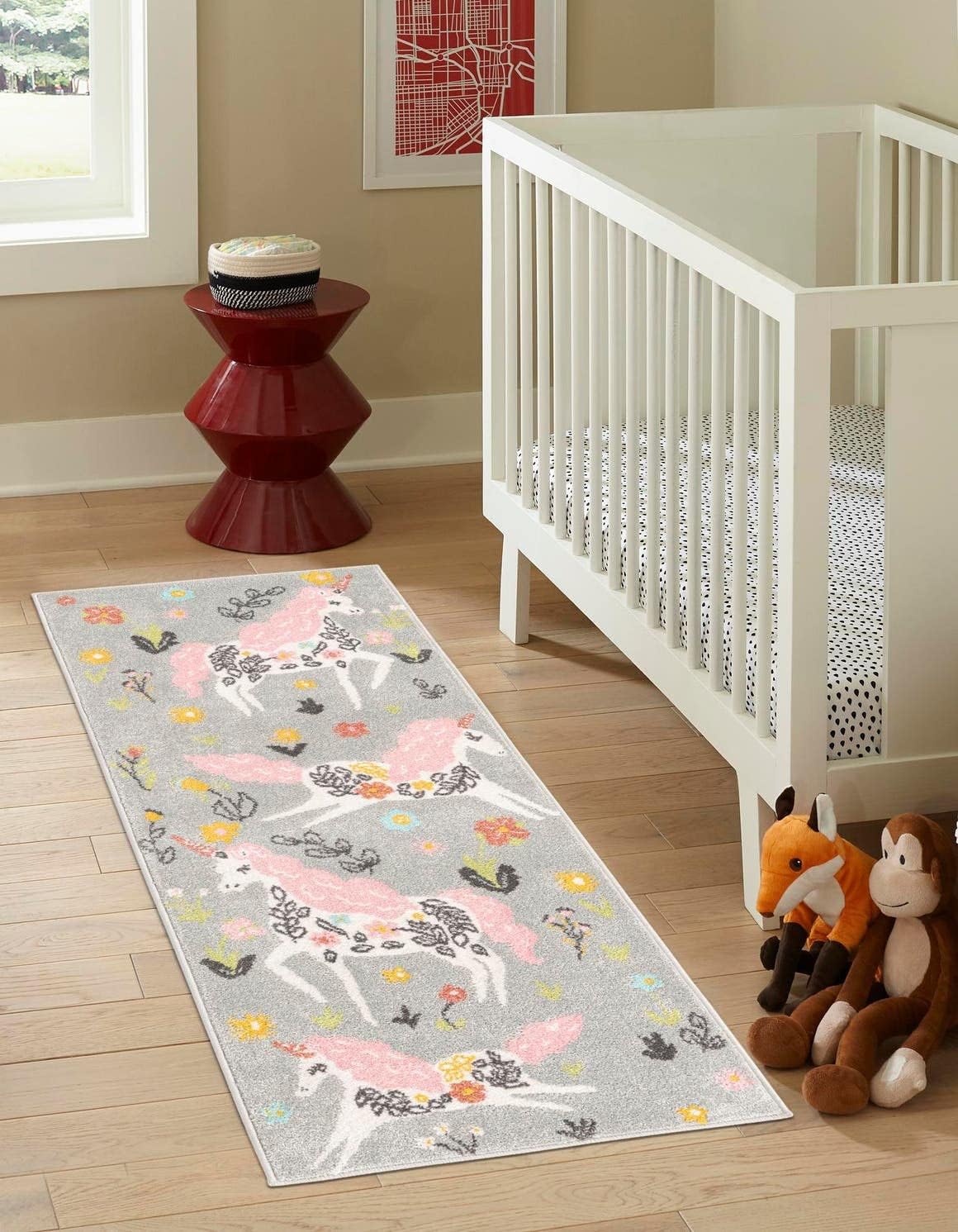 Unique Loom Whimsy Kids Collection Area Rug - Unicorns (2' 2" x 3' 11" Runner, Gray/Black)