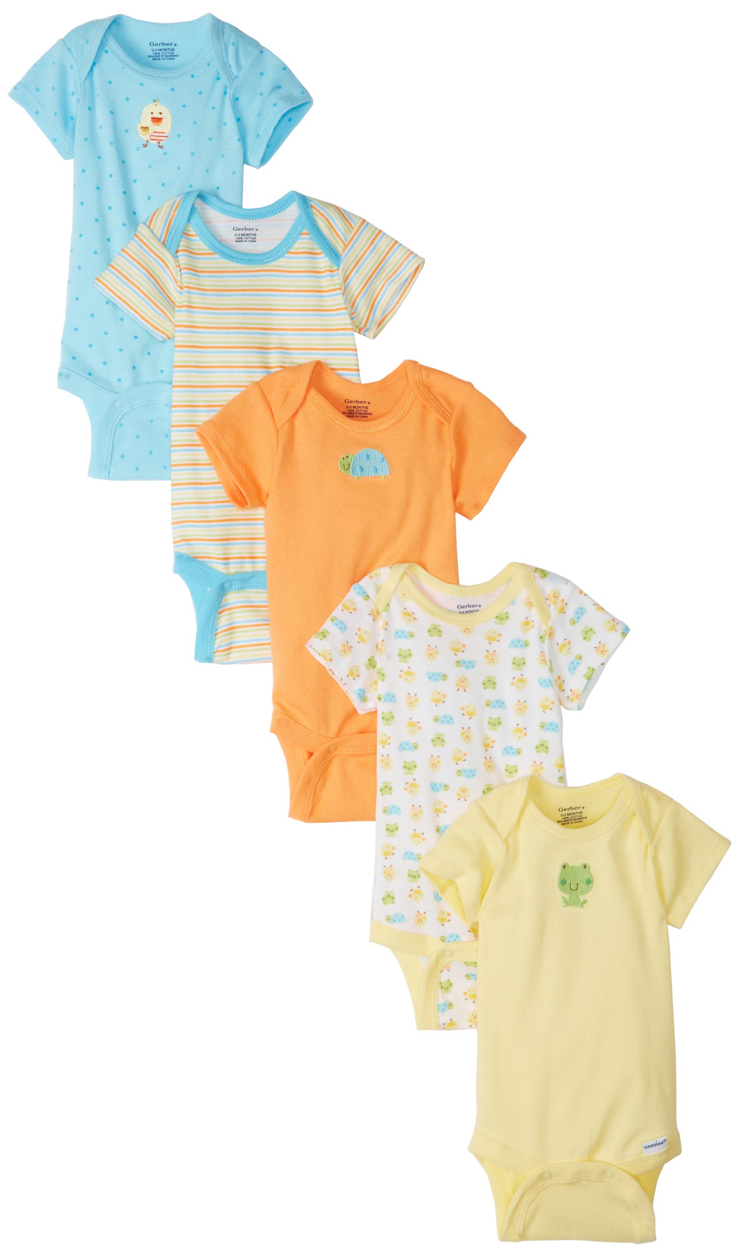 Gerber Unisex Baby 5-pack Short Sleeve Variety Onesies Bodysuits