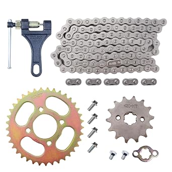 Motorcycle 420 Drive Chain 96 Links with Chain Breaker 420-37 Tooth Rear Sprocket Front Sprocket 420-14T Replacement for ATV 50cc 70cc 90cc 110cc 125cc go-karts mini bikes