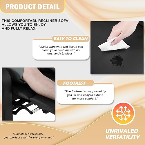 Miniatura 6 de PayLessHere Silla reclinable individual con sofá reclinable y asiento de cine en casa con soporte lumbar y respaldo acolchado para sala de estar y