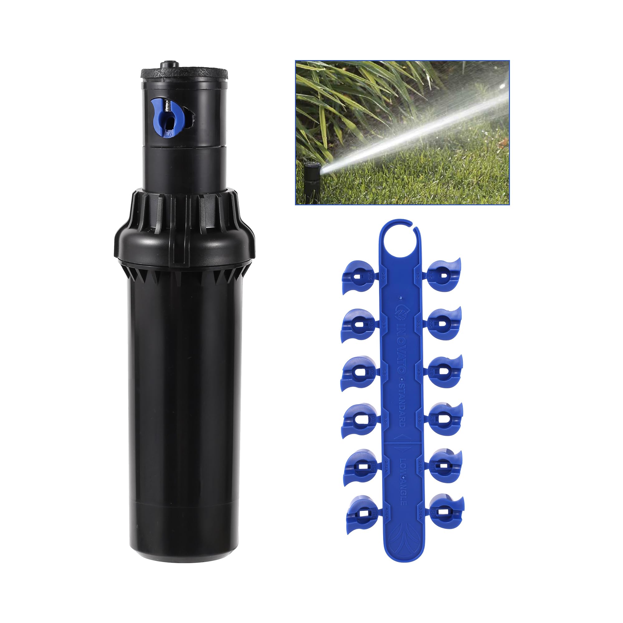 Irrigatore Rotante for Prato da Giardino, 3/4" 40°~360°, Regolabile, a Scomparsa, con 12 ugelli di Ricambio, irrigazione a spruzzo for