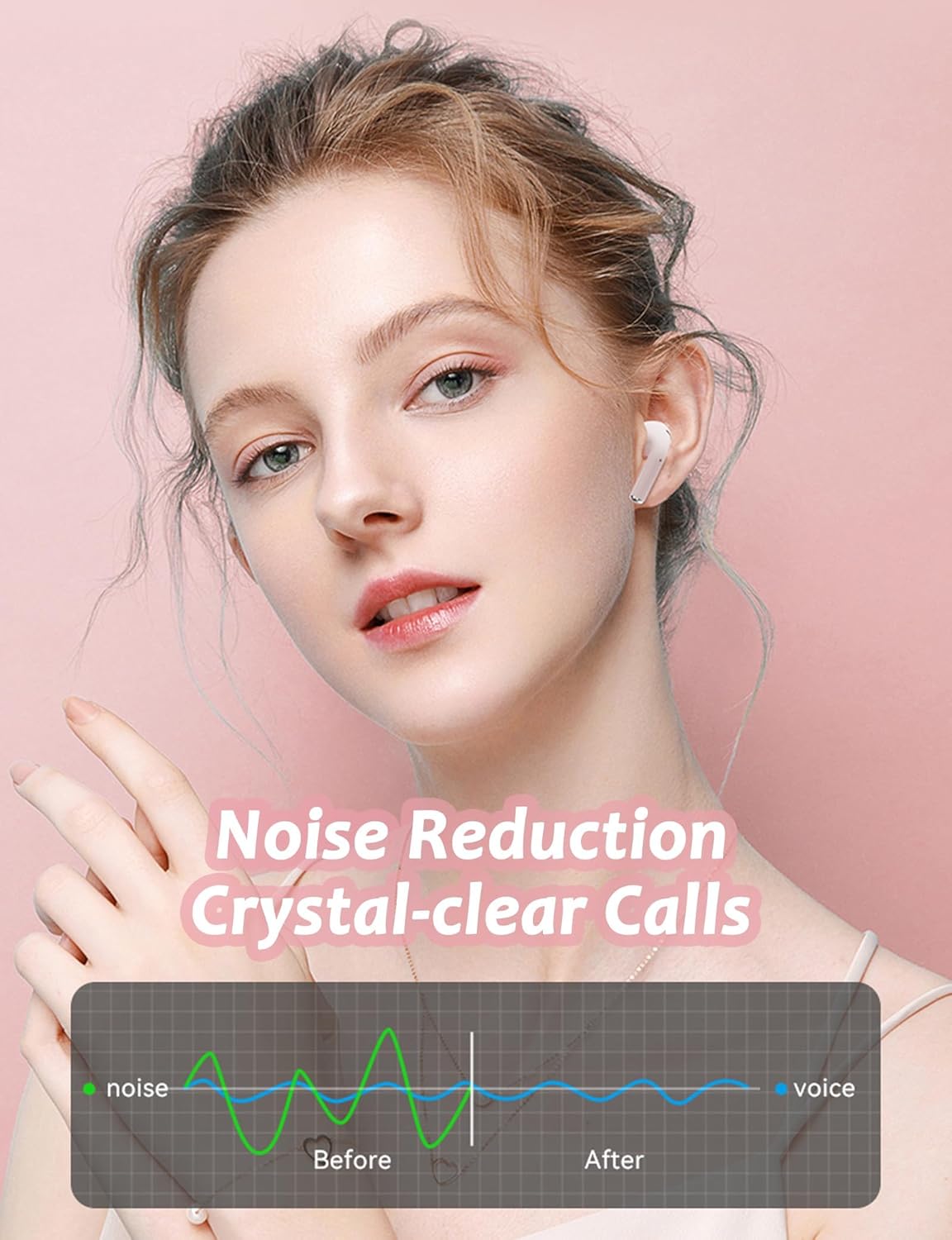 Cute Kids Pink True Wireless Earbuds Girls Ear Buds for Kids for School Earphones with Case for iPhone Android Kawaii Headphones Kid Bluetooht Earbuds for Small Ear Canals Women - Image 6