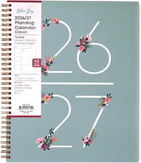 Blue Sky 2026-2027 Weekly & Monthly Academic Planner, 8.5"x11", Greta