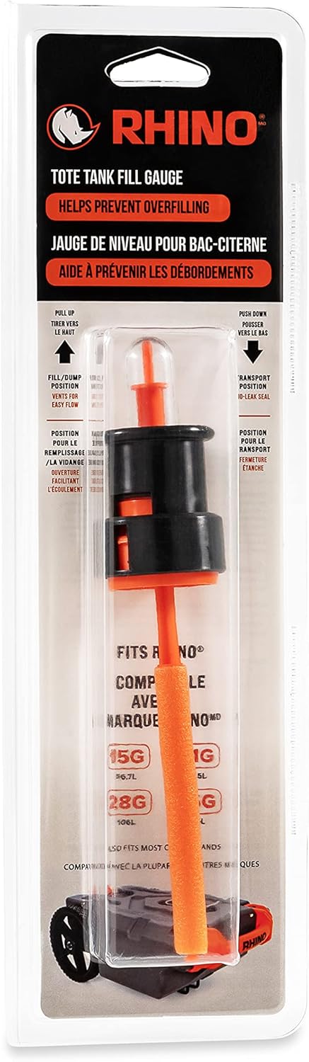 Camco Rhino RV Tote Tank Gauge | Aids in The Prevention of Overfilling Your Tote Tank | Features a Universal Gauge Compatible with Most Tote Tank Brands (39012), Orange : Automotive