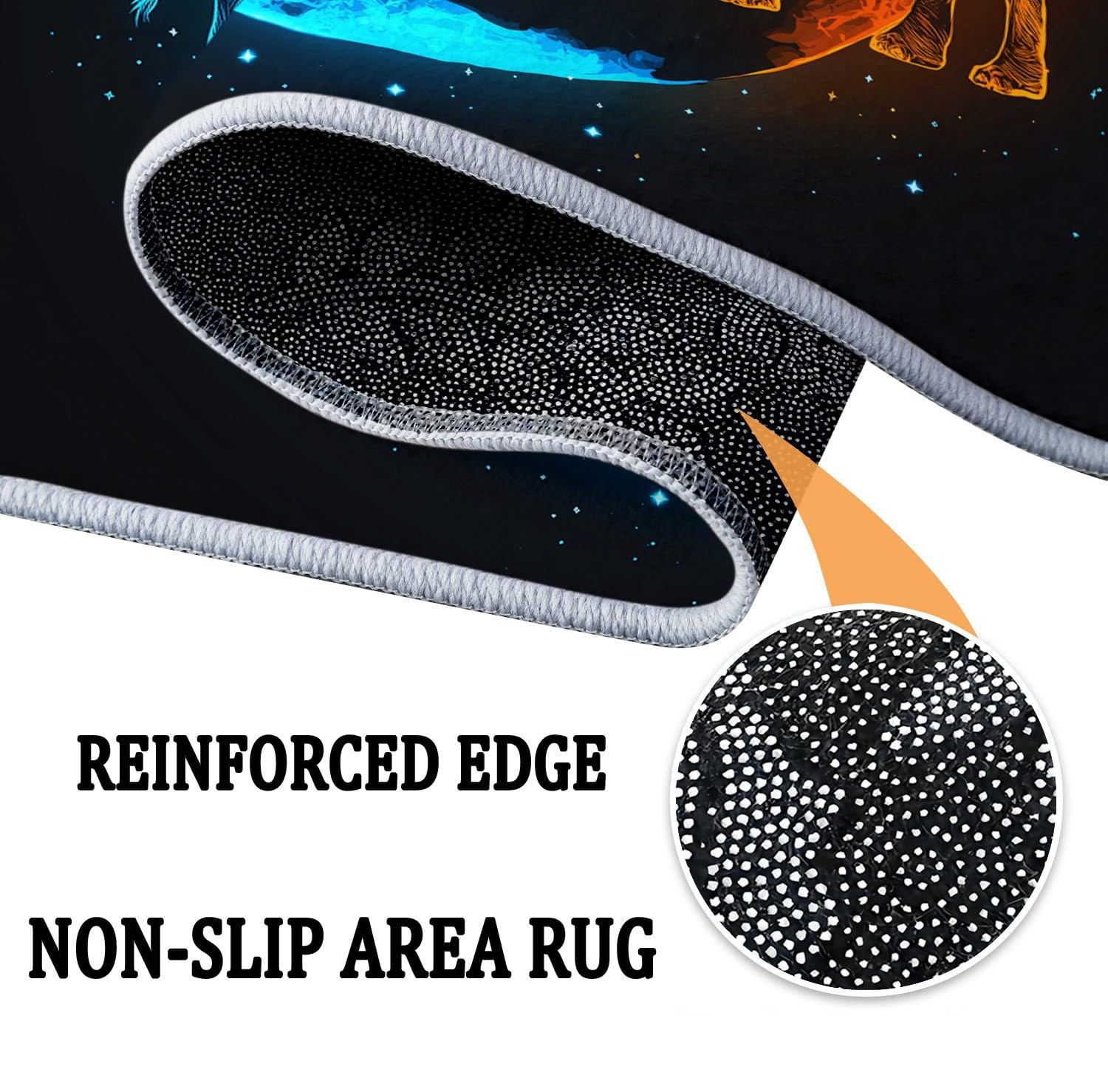 Générique Noir Antidérapant Tapis Rond 150 cm, Animaux Fantastiques Éléphant Lune Lavable en Machine Tapis Rond, Moquette de Salon et Chambre Doux et Confortable, Idéal pour Intérieurs décoration