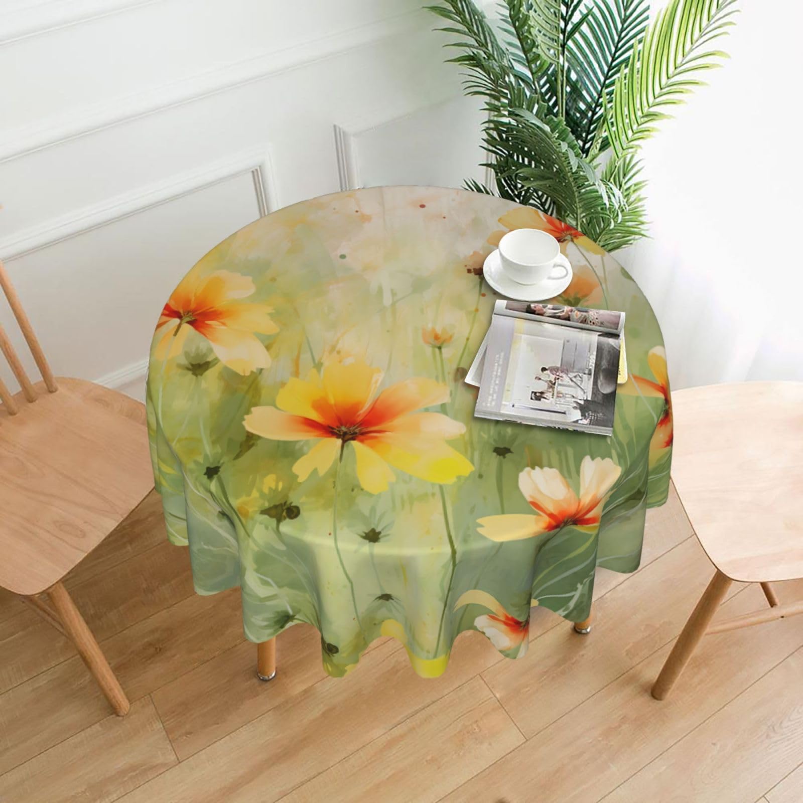 Nappe fleurs sauvages durable de 60 pouces pour protéger et embellir les tables usées