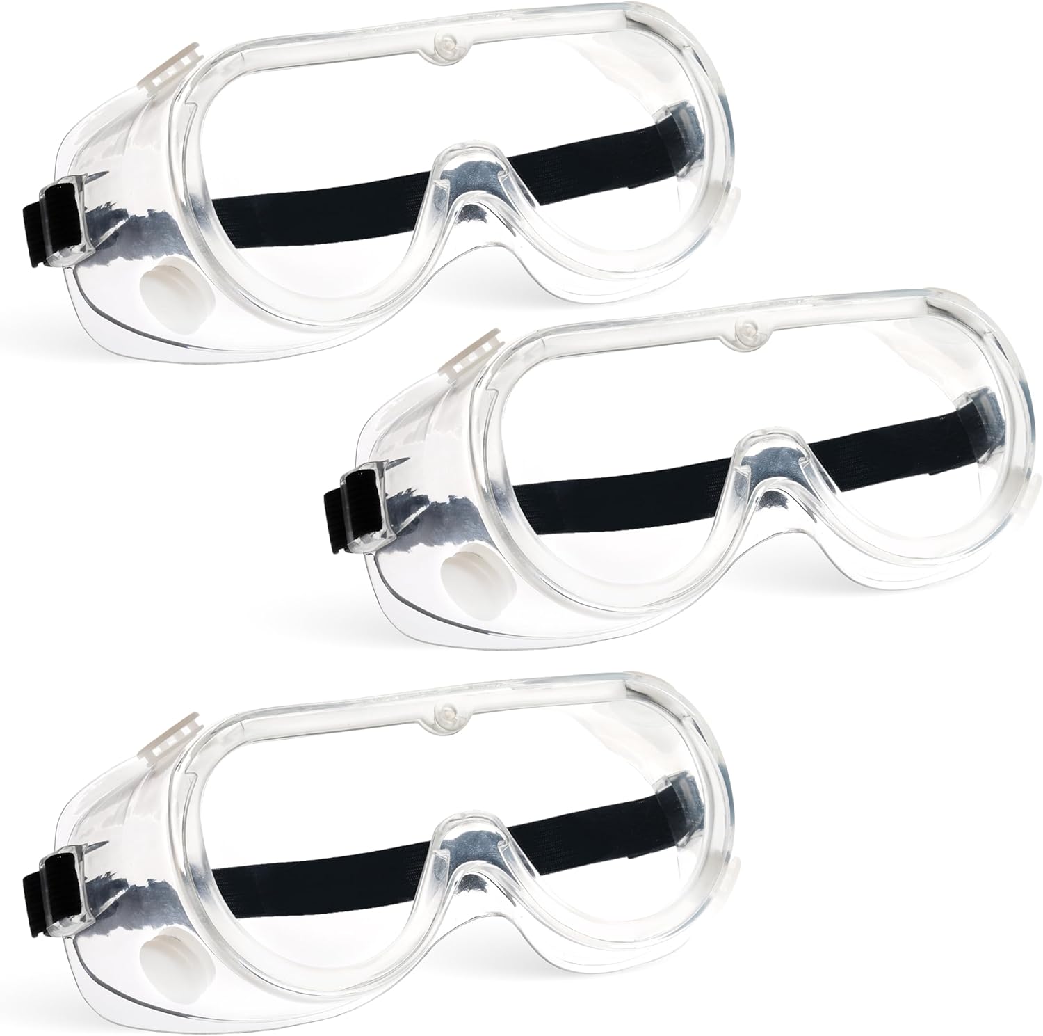 BISON LIFE Clear Anti-Fog Safety Goggles, Chemical Splash Resistant, Adjustable Strap, Anti-Scratch Eye Protection Glasses