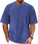 ADOREJOY Mens T Shirts Summer Short Sleeve Top Oversized Vintage Washed Tees Basic Loose Fit Blouse