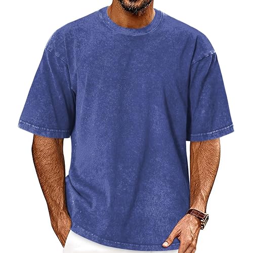 Oversized Tshirts for Men Short Sleeve Vintage Washed Basic Loose Tees 2026
