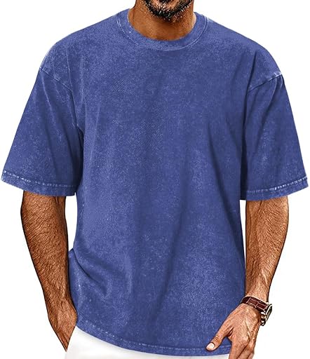 ADOREJOY Oversized Tshirts for Men Short Sleeve Vintage Washed Basic Loose Tees