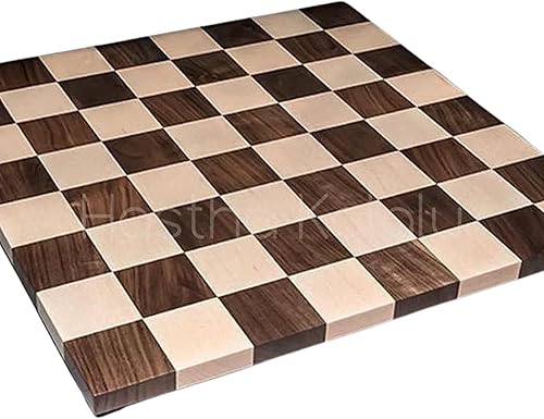 Miniatura 9 de Hastha Kalalu Tablero de ajedrez minimalista sin bordes, tablero de ajedrez de madera de nogal y madera de arce, tablero de ajedrez solo tablero de