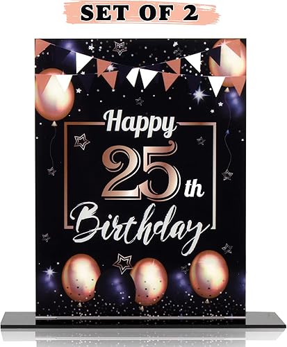 Miniatura 358 de LINGTEER Happy 11th Birthday Decorations, 2Pcs Black&Gold Stand Print Acrylic Table Centerpieces Backdrop Board- Cheers to 11 Years Old Fun Birthday