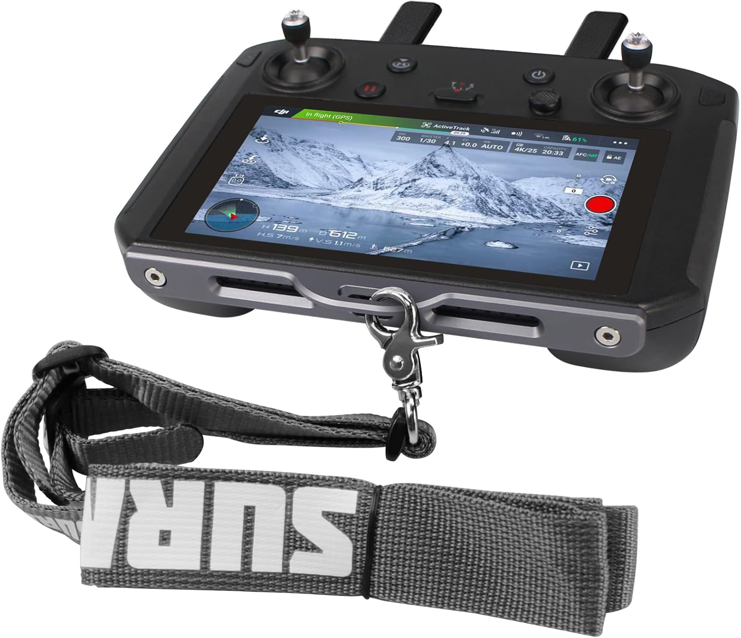 SYMIK Neck Strap Aluminum Bracket and Neck Strap (Lanyard) Combo for DJI Smart Controller; Works with DJI Mavic Air 2, DJI Mini 2, Mavic 2 Pro/Zoom Drone with Smart Controller