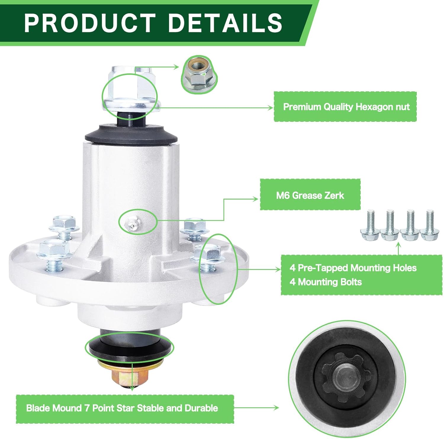 2 Pack AM136733 Lawn Mower Spindle Assembly Replace John Dee re AM143469 AM134292 AM137097 Compatible with John Dee re Z225 X300 Z245 X304 X310 X324 Lawn Mower Tractors