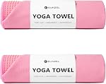 2 Serviette de yoga chaud avec poignée dot, tapis de yoga anti-dérapant Tow Sweat Serviette absorbante pour le yoga chaud, Bikram, Pilates et fitness 72" x 24", Taro pourpre