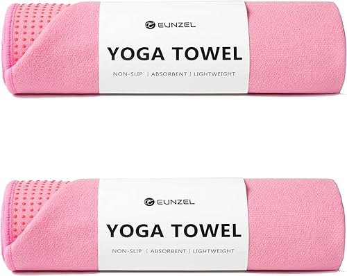 Eunzel Paquete de 2 toallas de yoga caliente con punto de agarre, tapete de yoga antideslizante Towe absorbente de sudor para yoga caliente, bikram,