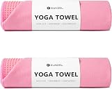 Eunzel 2 Pack Hot Yoga Towel with Grip Dot, Non Slip Yoga Mat Towe Sweat Absorbent Towel for Hot Yoga,Bikram, Pilates and Fitness 72" x 24", Pink