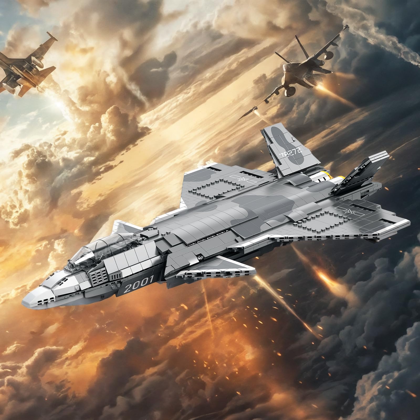 JMBricklayer Military Chengdu J-20 Stealth Fighter Building Sets 60010, Army Air Plane Display Model Toy - Image 4