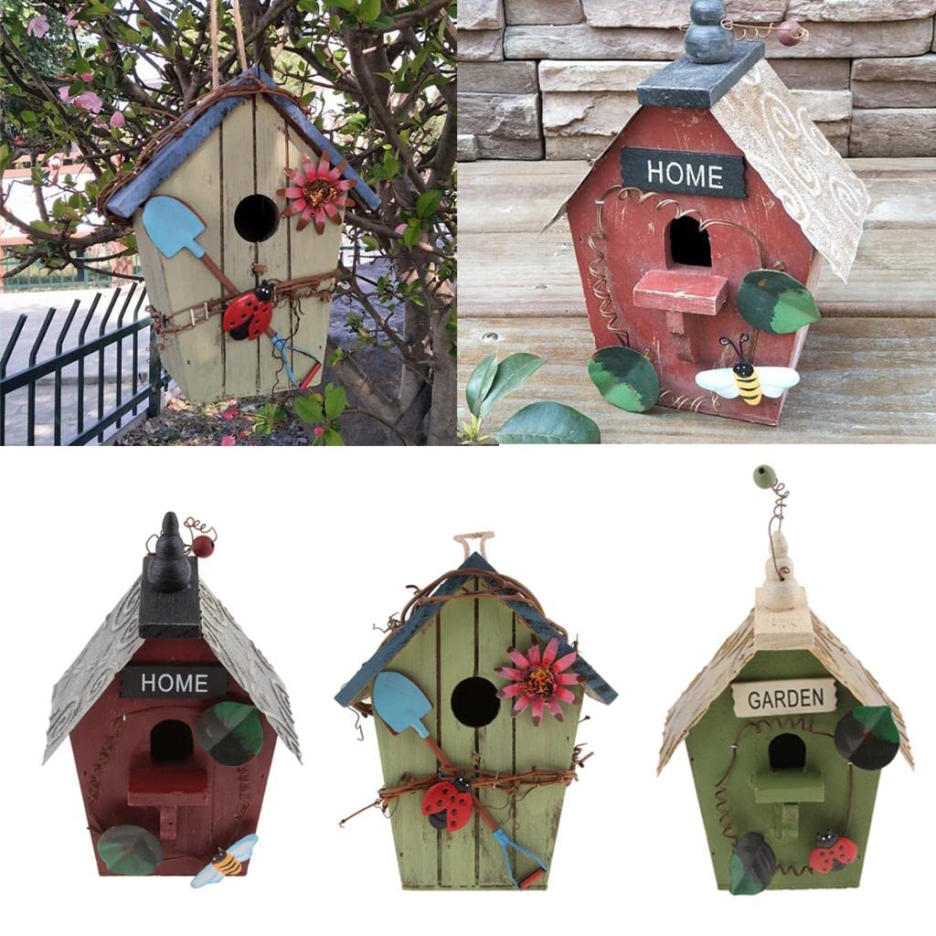 3 Casitas Rústicas de Madera para Pájaros, Casitas Colgantes Pequeñas para Exteriores, Casitas Decorativas para Jardín Y Patio para Gorriones, Colibrí