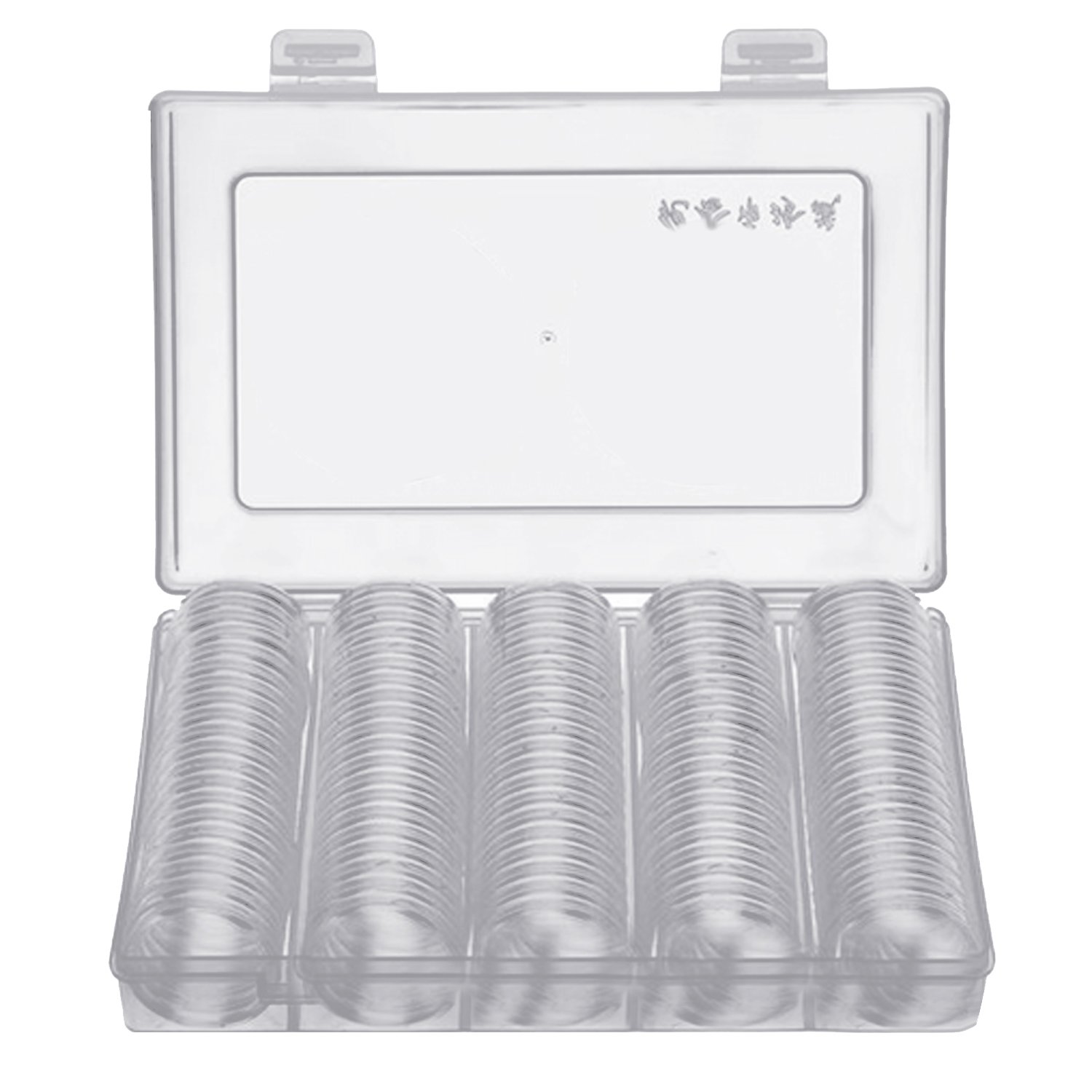 Coin Cases, Migavenn Plastic Round Coin Cases Holder Capsules Container with Foam Gasket Storage Box for Commemorative Coins Medals Collection 100pcs Clear Adjustable 25/27/30mm