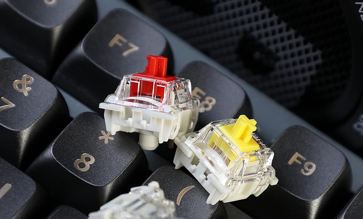 GATERON G Pro 3.0 Red and Yellow switches installed on a mechanical keyboard