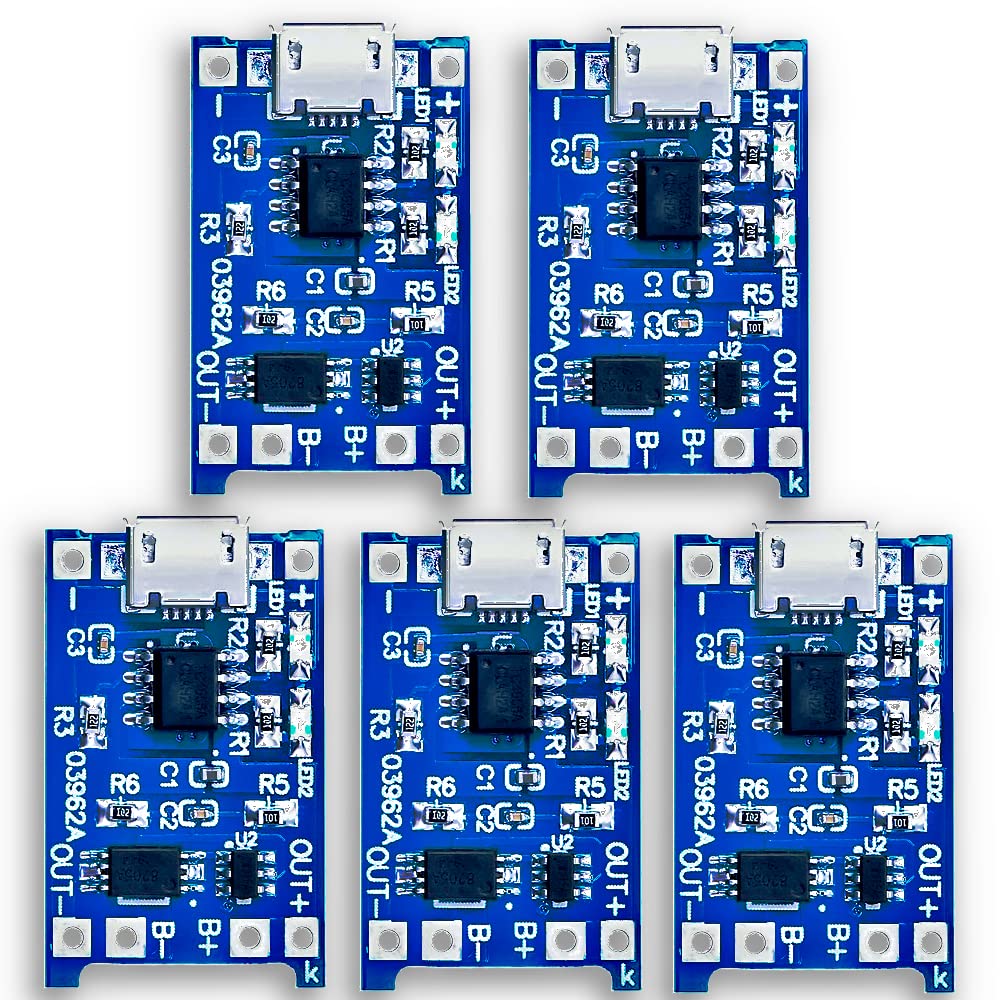 Icstore Micro USB TP4056 / TP 4056 / TPA4056 DC Charging, 18650 3.7v Lipo, Lithium Ion Battery Charging Module Board Kit with BMS for Portable Computer, Electronics, Car/Motorcycle - Pack of 5 (B082YHY5BD) Amazon Price History, Amazon Price Tracker