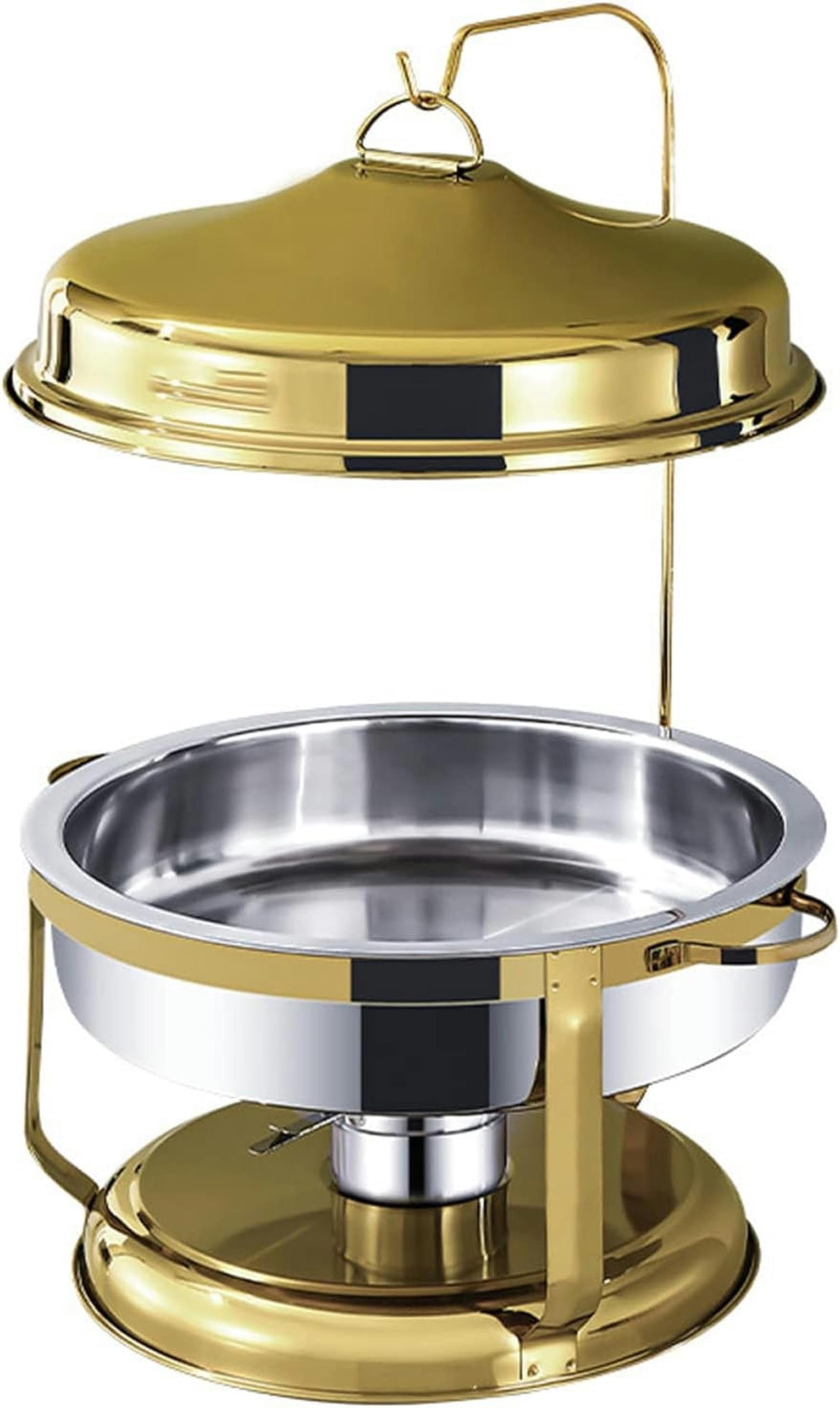 Chafing Dish Rotondo In Acciaio Inossidabile Da 9 Litri, Scaldavivande E Scaldavivande Di Dimensioni Standard Con Teglia Per Alimenti, Coperchio Per Contenitori Di Combustibile Per Catering Per Feste