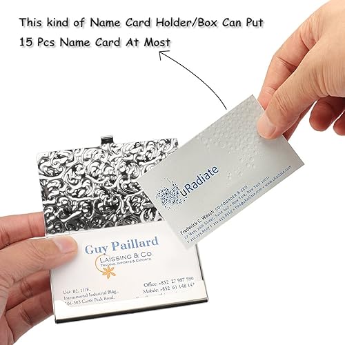 Miniatura 5 de YOBANSA Tarjetero de acero inoxidable para escultura, tarjetero para tarjetas de crédito, tarjetero para tarjetas de presentación, para hombres y